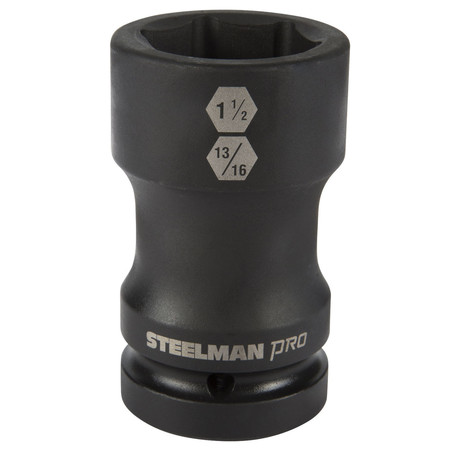 STEELMAN 1" Drive Budd Wheel 1-1/2" 6-Point Hex and 13/16" 4-Point Square Combo Impact Socket 79325
